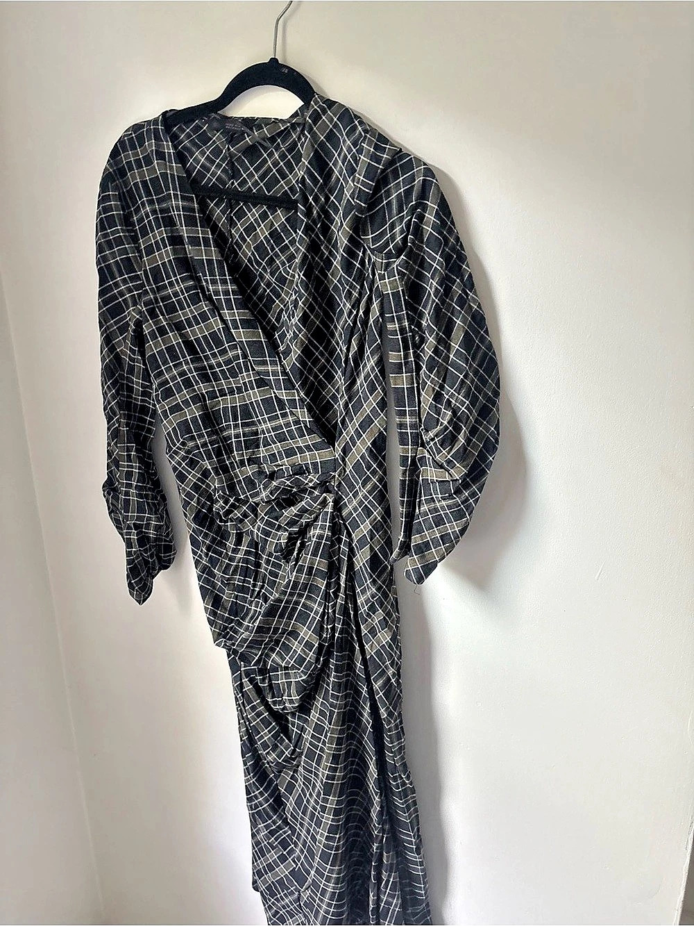 ZARA Plaid Midi Dress in Black & White
